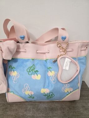 Viral Juicy Couture Retro Cherry Gelato Daydreamer Tote Bag Blue Brand new